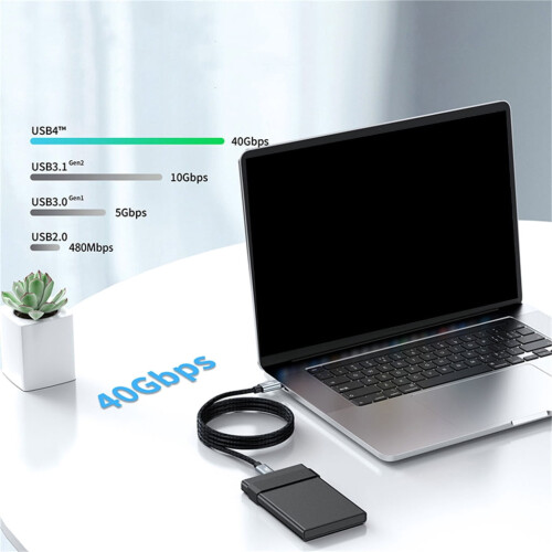 Câble USB 4.0 Type-C vers C 4.0 40 Gbit/s, charge rapide 240 W, compatible Thunderbolt 3/4 1