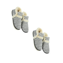2Pairs Black Plush Men's Slippers Warm Thickened Non-Slip Indoor Shoes