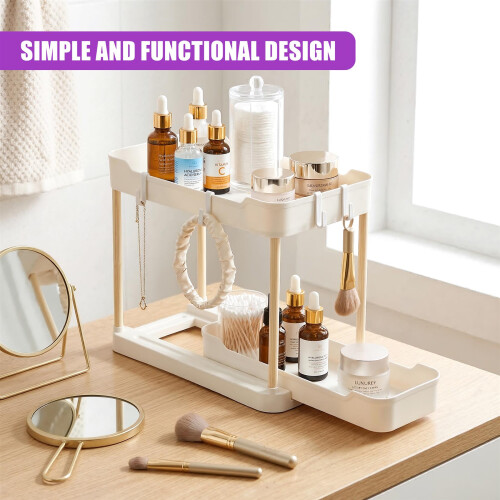 GEEZY GEEZY 2 Tier Under Sink Organiser Pull Out Sliding Cabinet Bathroom Storage Kitchen 2