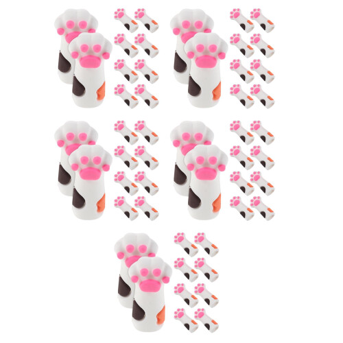 50Pcs Reusable White Silicone Manicure Scissors Covers Cat Paw Design