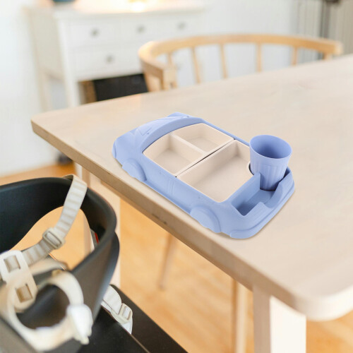 2Pièces Plateau Dîner Fibre Bambou Durable 2
