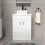 NES Home Nanuya White 600mm Bathroom Doors Vanity Unit Rectangle Ceramic Basin 2