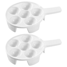 6Pcs Handle Escargot Baking Holders White Ceramic Seafood Baking Tray