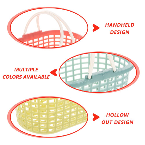 3 Pcs Small Plastic Baskets Organizer with Handle Handles Hamper Travel 2