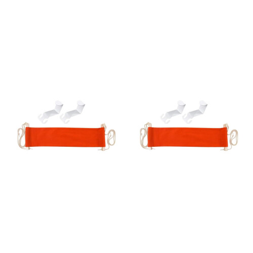 2Pièces Repose-Pieds Suspendu Orange Bois Fer Polyester