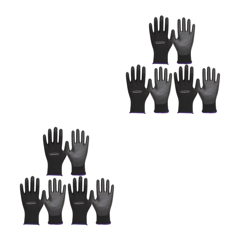 6Pairs Black Work Gloves Wear-Resistant Ventilation Protective Gloves 3712504034357