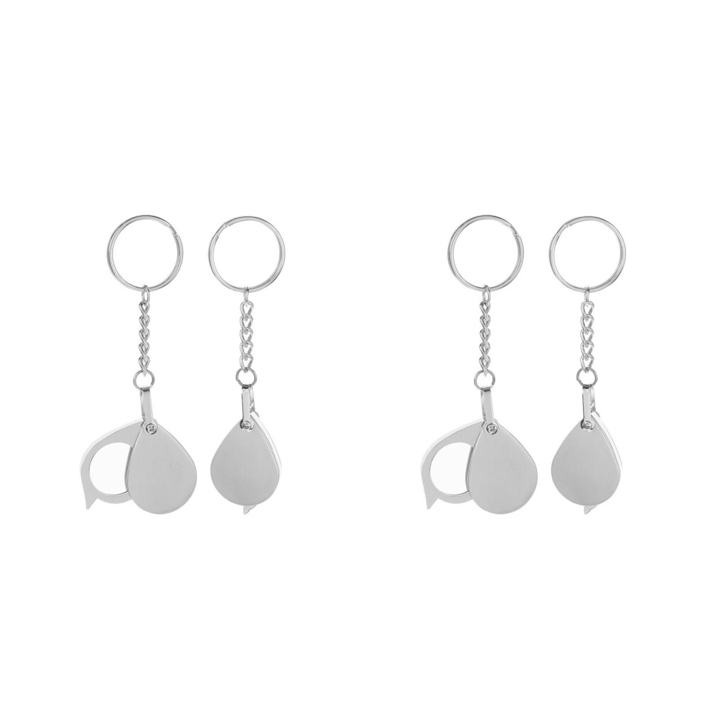 Happyyami 4Pcs Portable Mini Handheld Magnifying Glass Zinc Alloy With Keychain