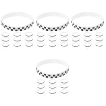 48Pcs Silicone Racing Car Wristbands White Checkered Plaid Bracelets