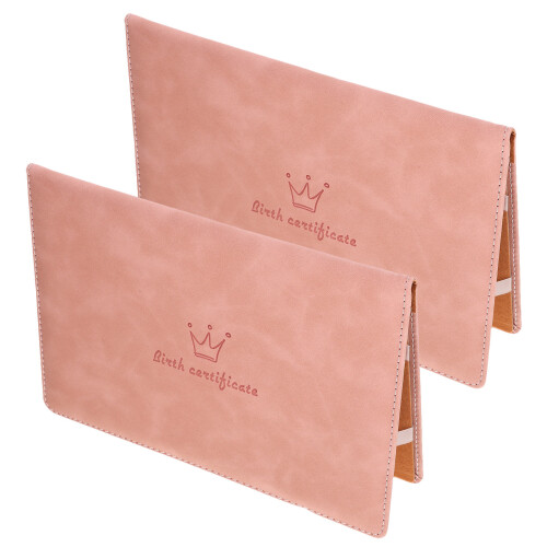 2Pcs Pink Leatherette Birth Certificate Sleeve for Organized Storage