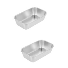 2Pcs Silver Square Stainless Steel Bowls Multi-Use Food Serving Bowl