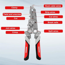 18 in 1 Foldable Wire Stripper, Multifunctional Wire Stripping Pliers Crimper & Cutter Tool for Electricians Home Repair
