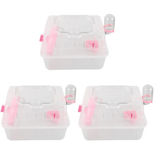 3Pcs Transparent Small Animal Carrier Plastic Cage for Hamster Travel