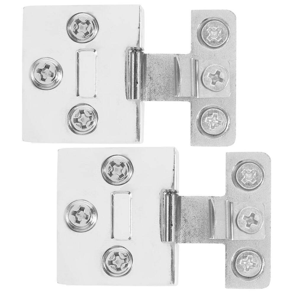 Cabinet Glass Hinge Zinc Alloy Silver 2Pcs 3713122725283