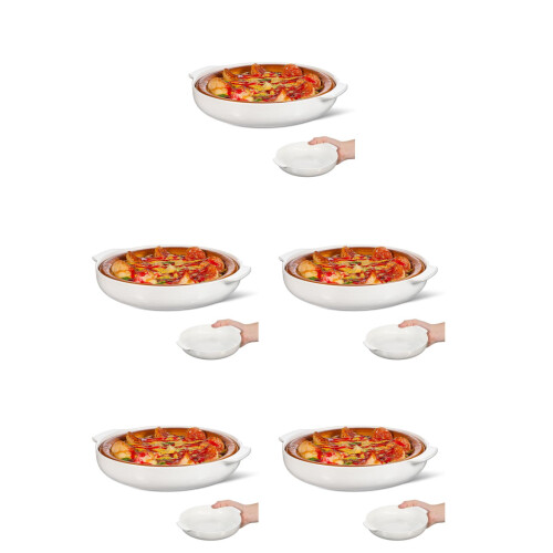 5Pcs White Ceramic Double Handle Baking Dishes for Roasting Cheese