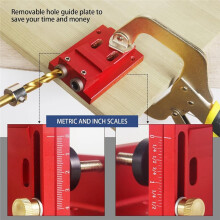 HFM Pocket Hole Jig Kit Adjustable Woodworking Tools Pocket Dowel Hole Jig System Set Wood Woodwork