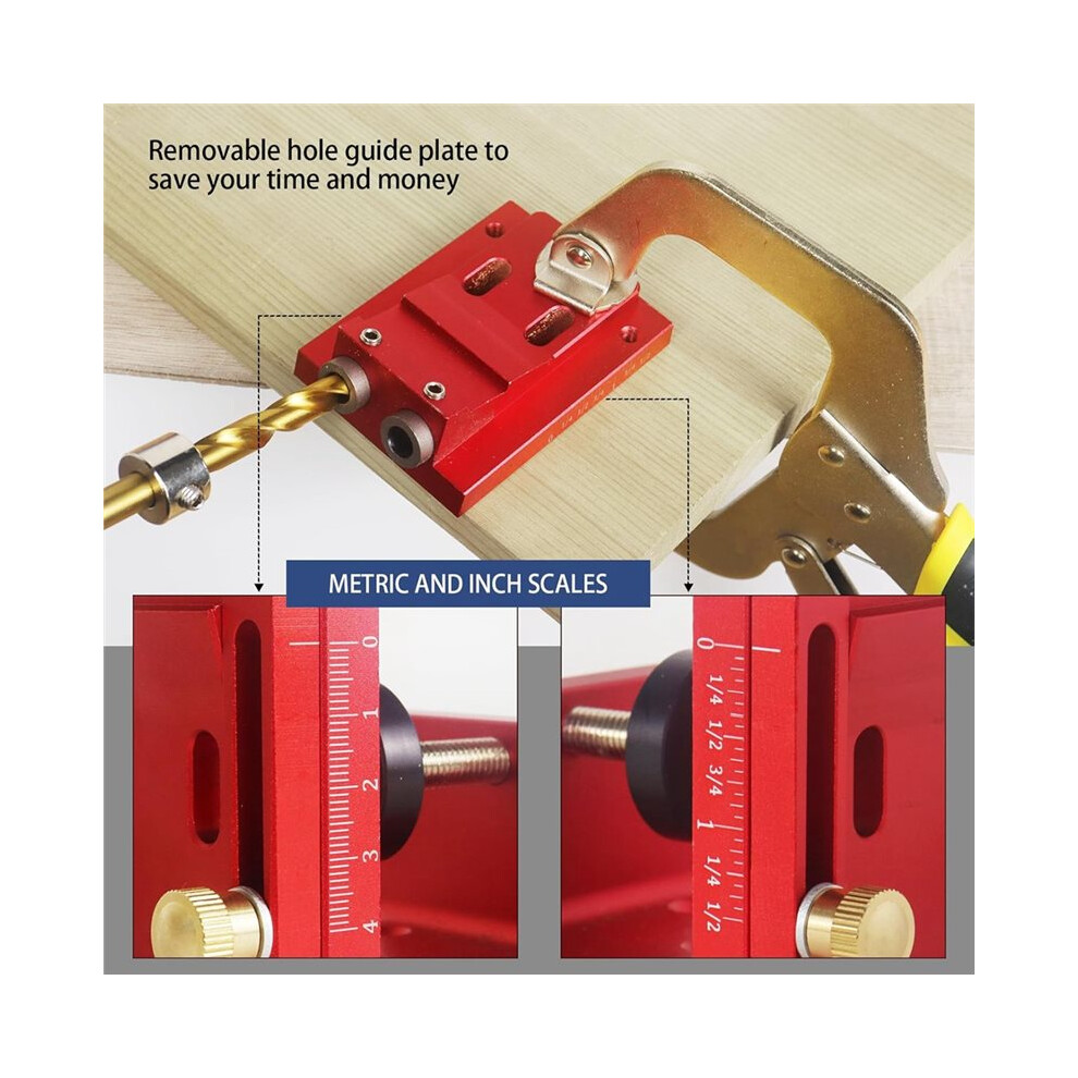 Hfm Pocket Hole Jig Kit Adjustable Woodworking Tools Pocket Dowel Hole Jig System Set Wood Woodwork 4713630455213