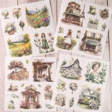 Garden Junk Journal Stickers, 50 Sheets, Scrapbook Supplies, Watercolor Scrapbooking for Adults Green