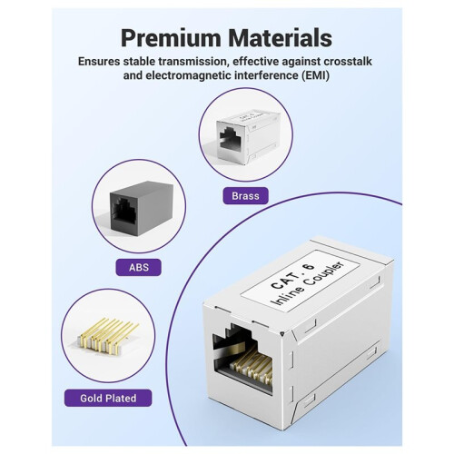 10pcs RJ45 Cat6 Coupler Shielded 10-Pack, Ethernet Cable Extender for High-Speed Network 1