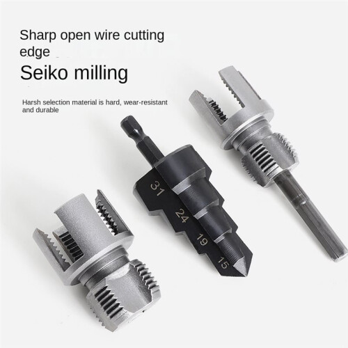 1/2 3/4 PPR/PVC Water Pipe Threader Internal External Threading Triple-Flute Counterbore Drill Bit Plastic Pipe Threader 1