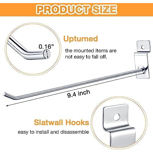Slatwall Hooks Silver Metal 100 Pcs 10 Inch 1