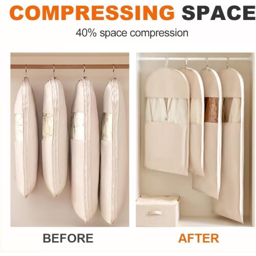 Space-Saving Hanging Garment Bag with Self-Compression Zipper, Compatible with Recognizeknow 1