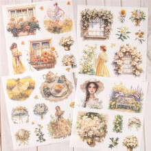 Garden Junk Journal Stickers, 50 Sheets, Scrapbook Supplies, Watercolor Scrapbooking for Adults Yellow