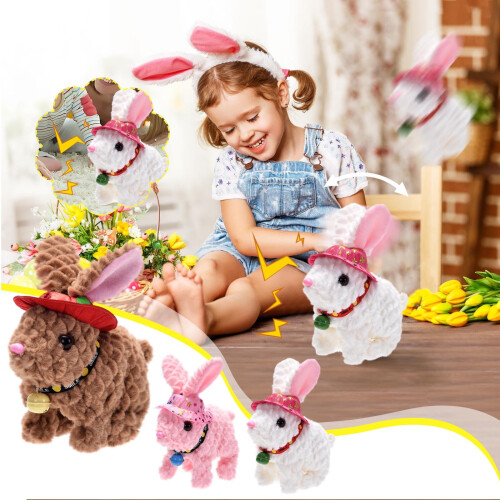 Διαδραστικό λούτρινο παιχνίδι λαγουδάκι με πηδηματάκια που τρεμοπαίζουν και 2