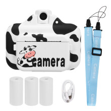Kids Print Camera Toy, 1080P Digital Camera with Inkless Thermal Printer, Adjustable Settings & Educational Games, Perfect Holiday Gift for Ages3-12