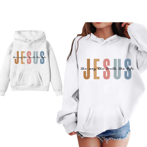 Jesus Loves You Παιδική Φούτερ με Κουκούλα, Φούτερ με Γραφικά, Άνετο Ριχτό Πουλόβερ για 1