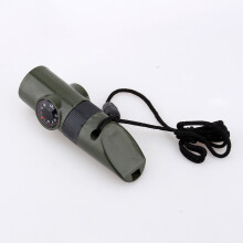 Outdoor Multifunctional Survival Whistle7IN1Kit With Compass Thermometer Flashlight Magnifier Mirror Container Loud Safety Device For Emergency