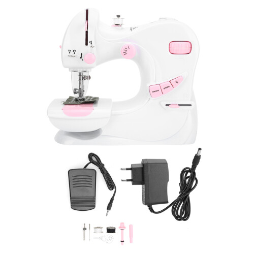 Elegant Portable Sewing Machine with Automatic Bobbin Winder, User-Friendly Interface, and Battery Powered Operation for On-The-Go Creativity