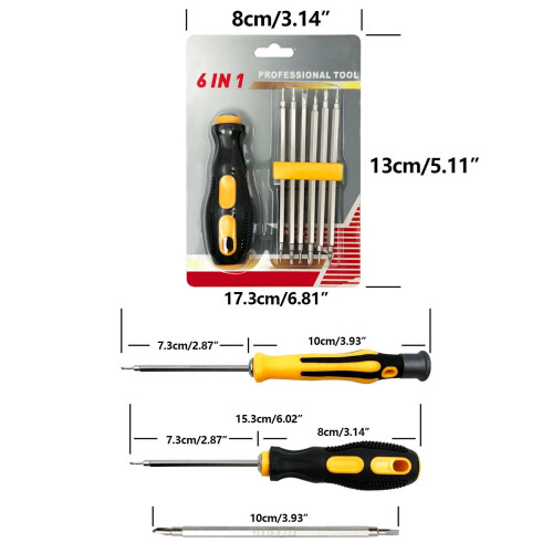 Multi-Function Magnetic Screwdriver Set with Steel/PP Handle, 6 Bits – Compatible with Small/Medium Electronics, Computers & Digital Appliances 2