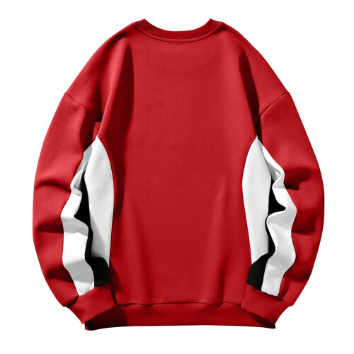 SYMOID Kapuzenpullover für Herren, rot, Colorblocking, Herbst- und Wintermode 2