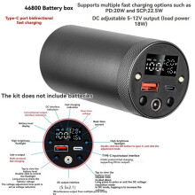 Actualizaciones 46800 Caja de Batería Carcasa de Batería Caja Sin Necesidad de Soldadura para Fácil Ensamblaje y Solución de Energía 40JB Negro