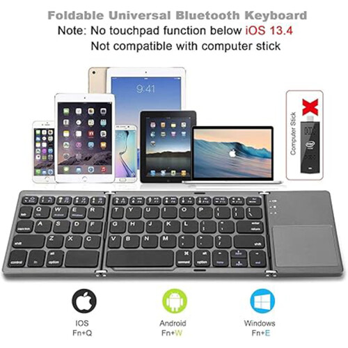 Πτυσσόμενο ασύρματο πληκτρολόγιο με touchpad, επαναφορτιζόμενο πληκτρολόγιο τσέπης 2