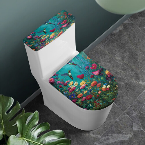 WC-Deckelbezug, 2-teilig, dehnbar, verstellbar, Stretchmaterial 1