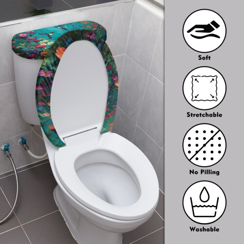 WC-Deckelbezug, 2-teilig, dehnbar, verstellbar, Stretchmaterial 2