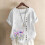 Γυναικεία Μπλούζα με Κοντό Μανίκι και Φλοράλ Σχέδιο, Μεγάλα Μεγέθη, Casual Τουνίκ με 2