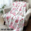 Pink Flannel Throw Blanket Floral Hearts Design 2