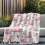 Pink Flannel Throw Blanket Floral Hearts Design 4