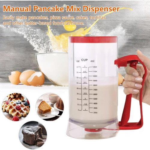 Χειροκίνητος διανομέας ζύμης για τηγανίτες 40oz με λαβή πίεσης – για τηγανίτες, 1