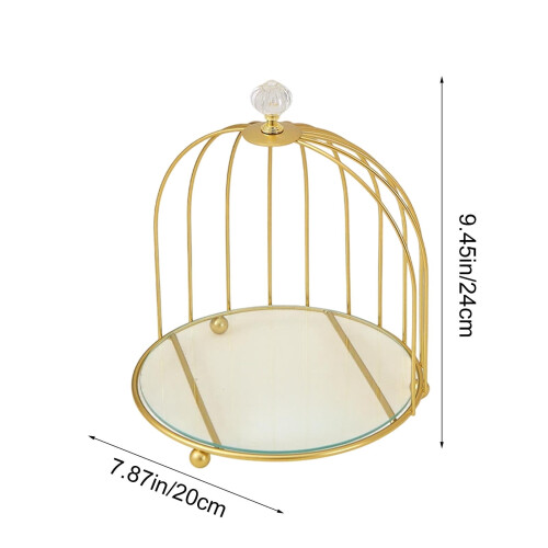 Gold Birdcage Display Stand Single-Tier Dessert Tray 2