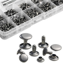 340 Sets Leather Rivet Kit Rivets Leather Double Hat Rivets Apparel Fabric for Repairing Clothes Shoes Bags Belts C