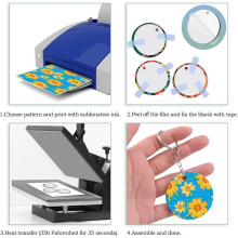 120 Pieces Round Sublimation Keychain Blanks Double Side Heat Transfer Blanks Key Rings Blank Board Key Chain Blanks