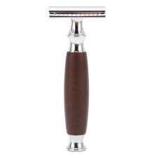 Double Edge Safety Razor, Smooth Shave with Ergonomic Wooden Handle, Suitable for Travel and Salon (Small Size)