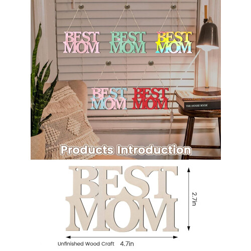 10 τεμάχια ακατέργαστο ξύλο BEST MOM Crafts για παιδιά – Ετικέτες δώρων για την Ημέρα της 1