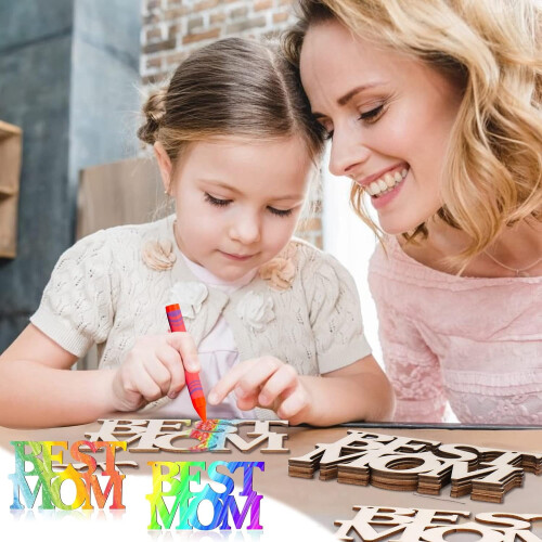 10 τεμάχια ακατέργαστο ξύλο BEST MOM Crafts για παιδιά – Ετικέτες δώρων για την Ημέρα της 2