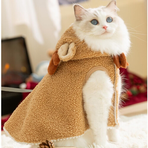 Dog Christmas Cape Coat with D-Ring for Small Pets 1