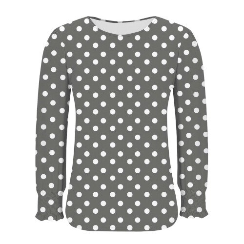 Damebluse med langermet stoff og smock 2