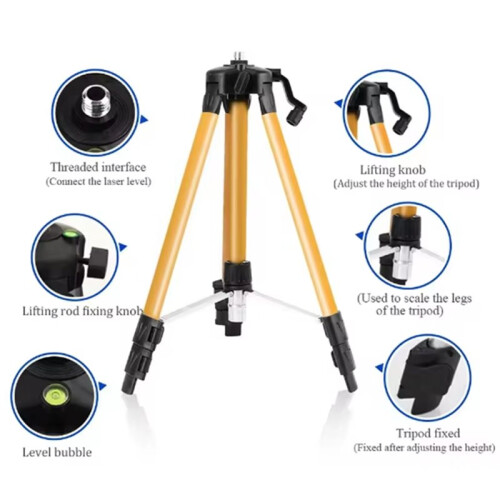 Tripé com Nível A Laser de 1,2 M, Altura Ajustável e Adaptador de 5/8 Polegadas, Revestimento Anticorrosivo. 1